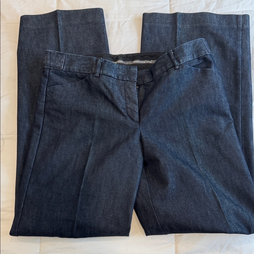 Express Women's Navy Wide Leg Trouser Pants